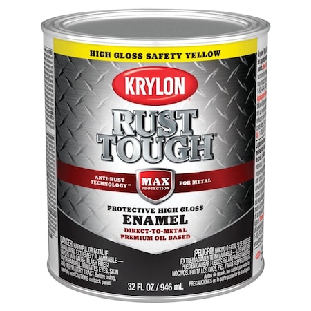 Krylon Rust Tough Gloss Anti-Rust Safety Color Rust Control Enamel, Safety Yellow, 1 Qt. K09713008